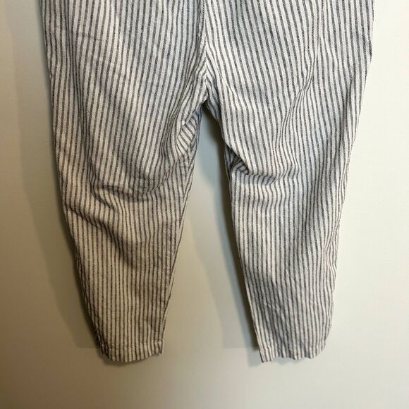 Gap Womens Easy Pant Size Large Linen Elastic-waist Off White Stripe Lounge - Picture 8 of 16